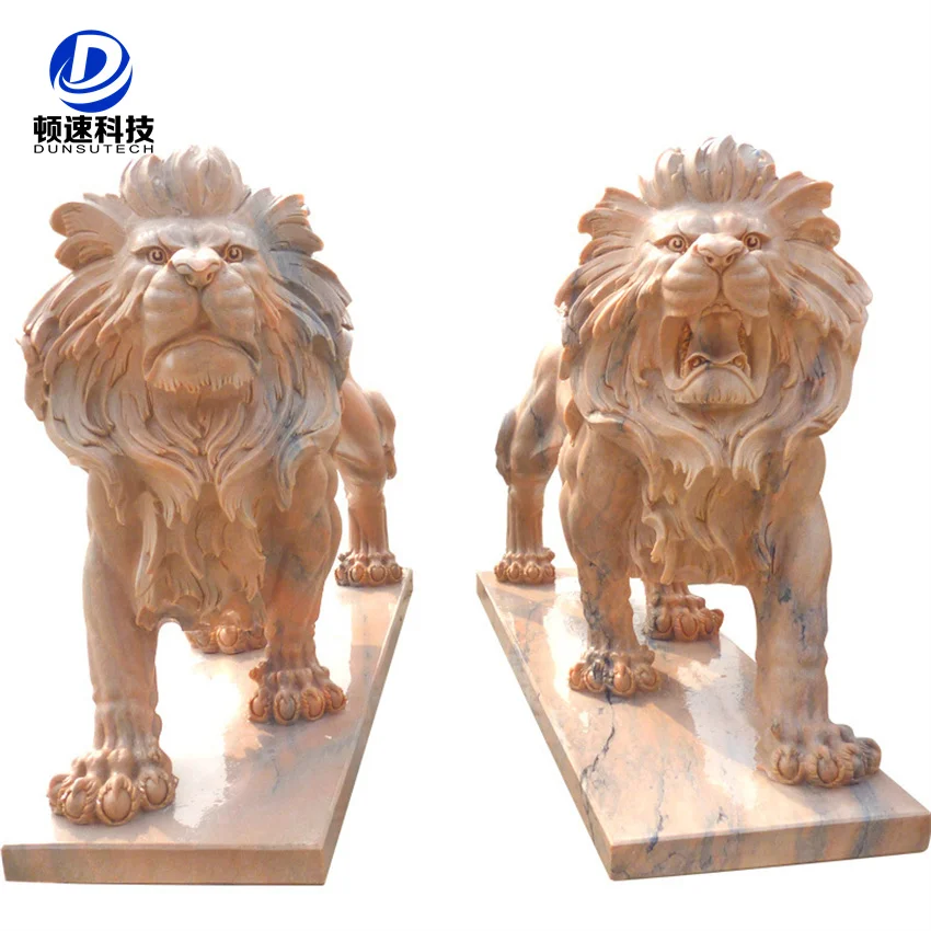 Outdoor Hand Carved granite lion Front door large stone animal carvings