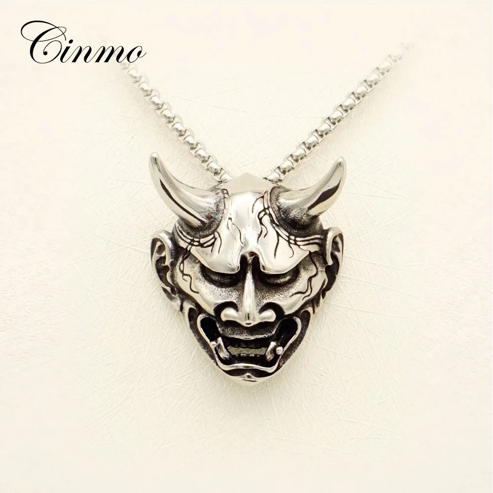 Cinmo Horrible Demon Head Pendant Necklace Halloween Devil Skull Stainless Steel Necklaces For Men Women Fashion Jewelry Gift