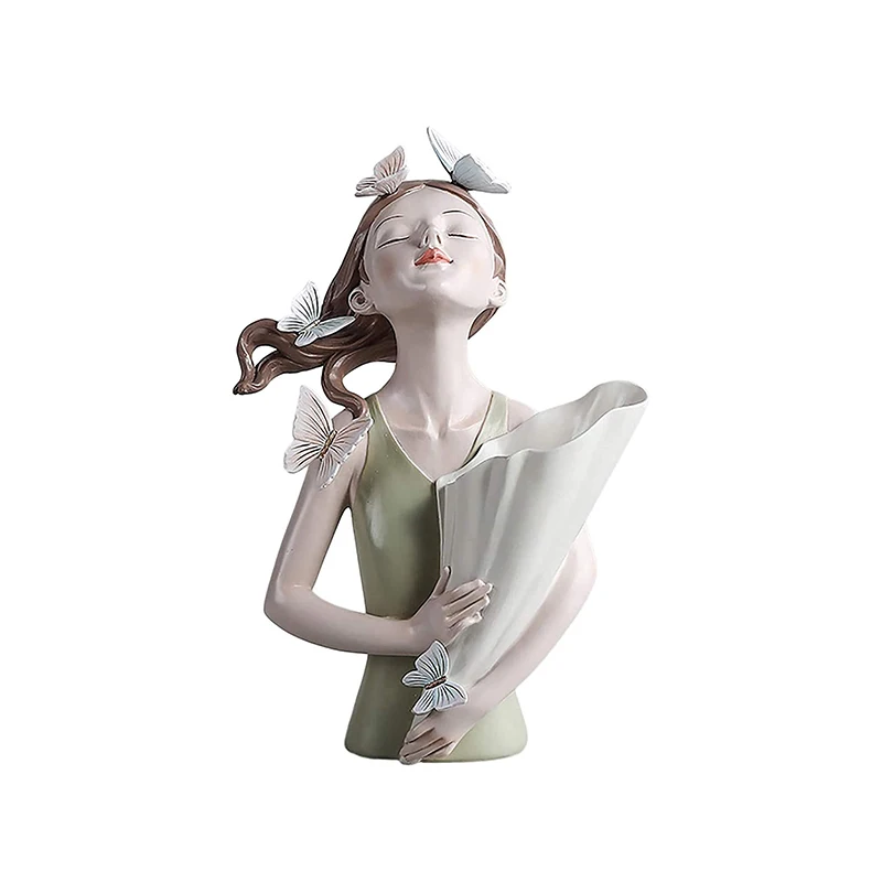 
Creative Figure Statue Flowerpot Girl Resin Vase Home Decor Resin Butterfly Girl Vase 