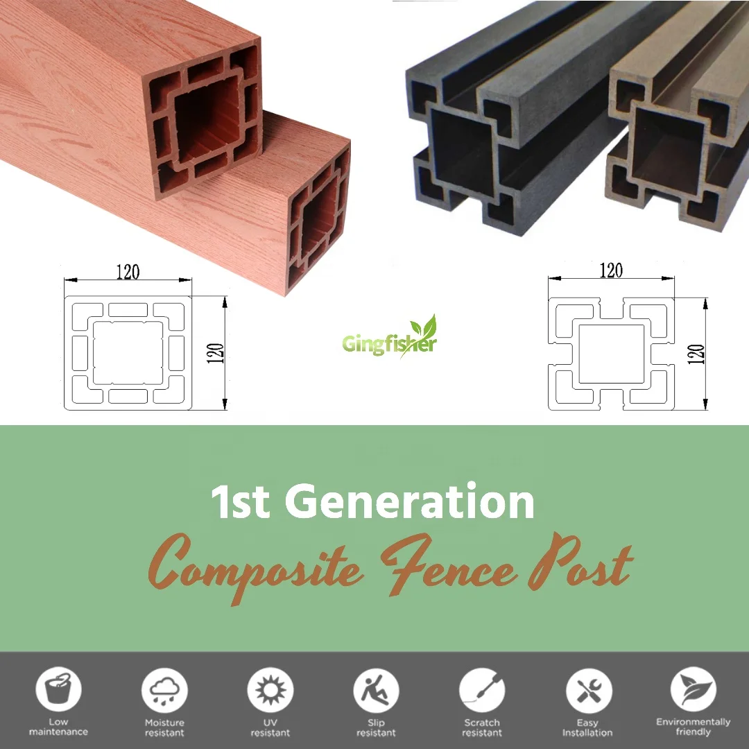 Elegant Durability Garden Wood Plastic Composite Fence Post for Line End Corner