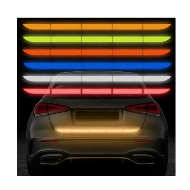 5pcs/set Car Reflective Stickers 90*3.5cm Anti Scratch Safety Warning Sticker for Auto Motor