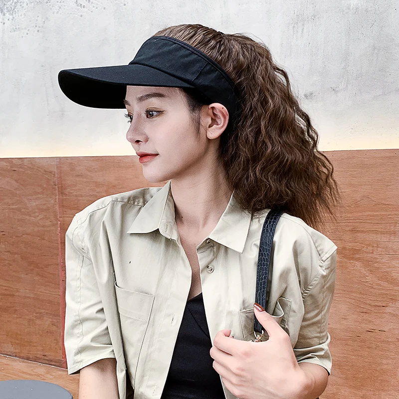 
Fashion Multi Color Long Curly Fluffy Corn Hotted High Ponytails Wigs Baseball Hat Ponytail Wig 