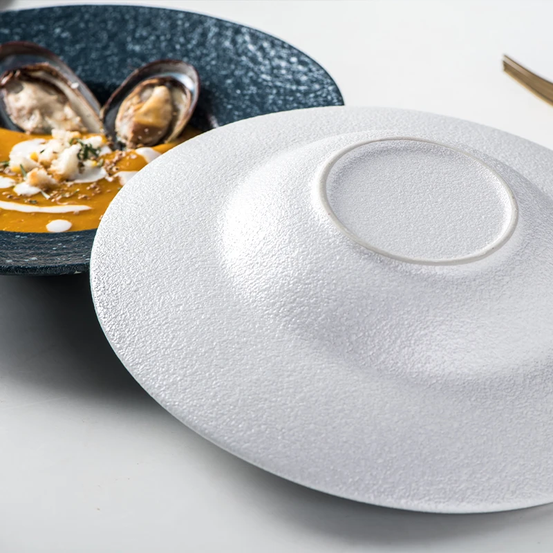 Western Nordic Style Pasta Dish Home Restaurant Cafe Dishes Serving Saucer Soup Bowl Ceramic Straw Hat Deep Plate Tableware