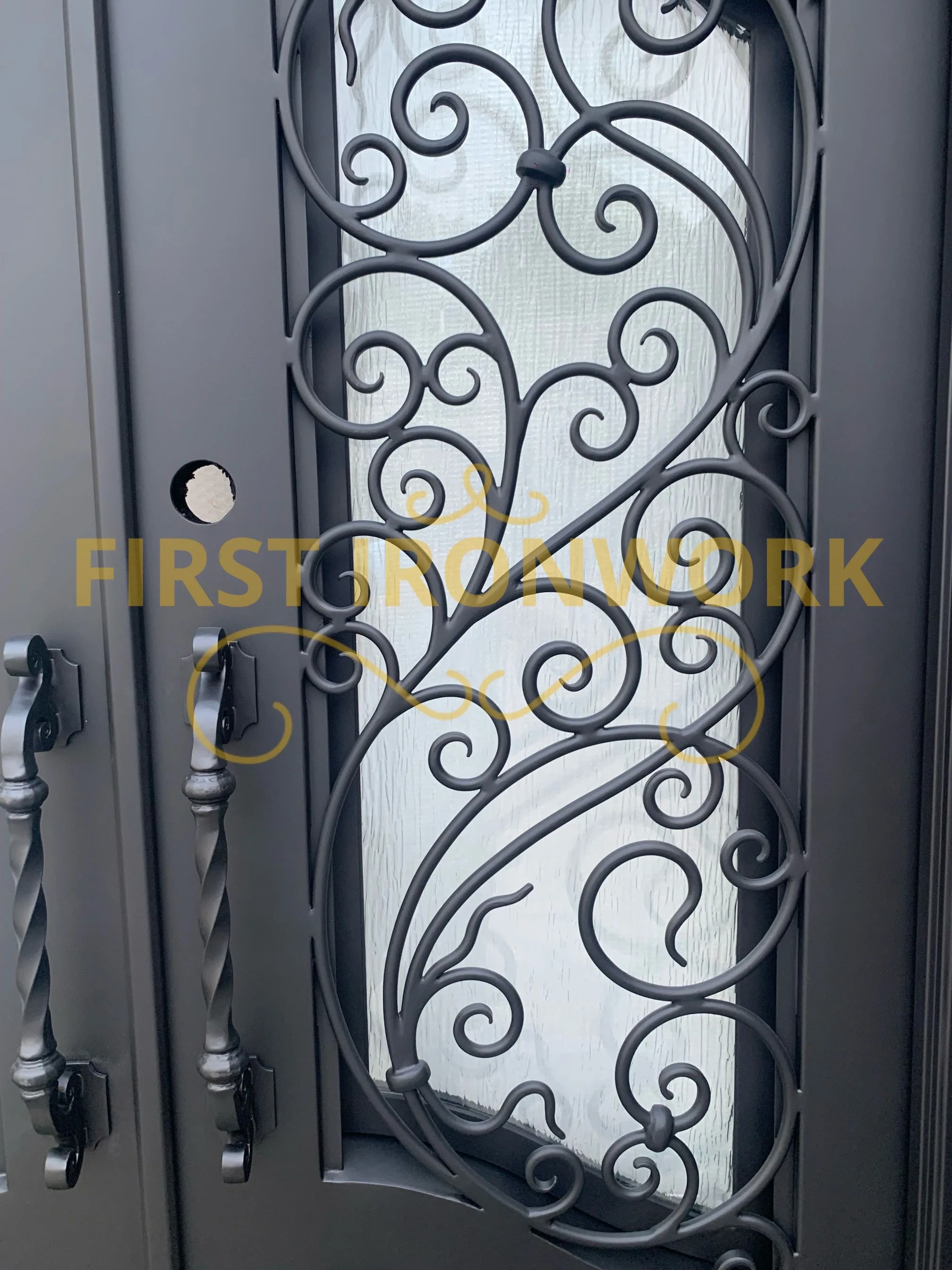 European style customized iron doors wrought iron and glass entry main door