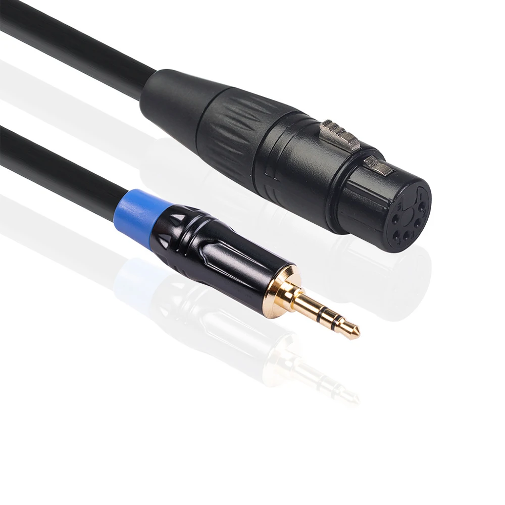 Double screen wire 3.5mm TRS  male to 5-core XLR female 5pin camera Mixer Audio Adapter 0.3M