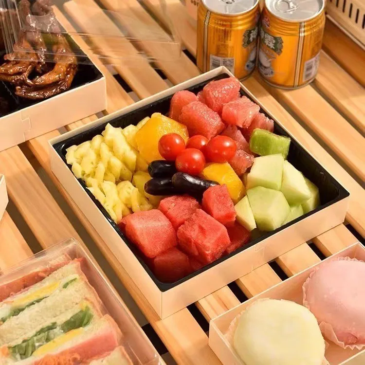 IMEE Wholesale Disposable Wood Folding Paper Meal Packaging Boxes Personalized Nuts Dried Wooden Fruit Food Box