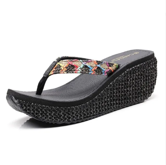 up-1114r 2023 Summer thick sole beach flip flop slippers designs wholesale ladies shoes sandals