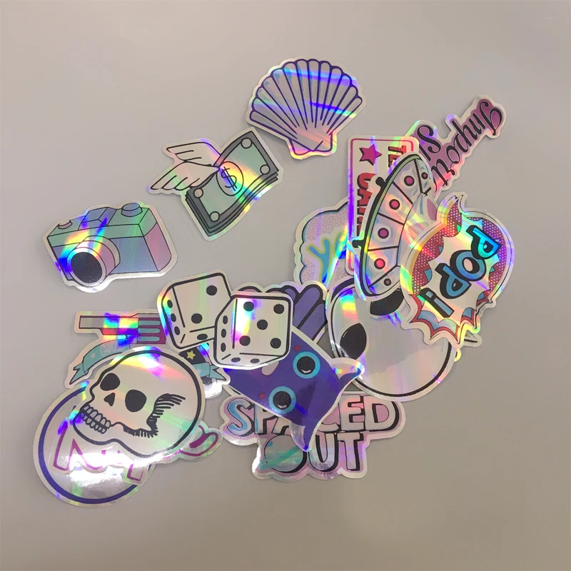 Cool Laser Star Stickers For Motorcycle Notebook Trolley Die Cut Holographic Vinyl Sticker