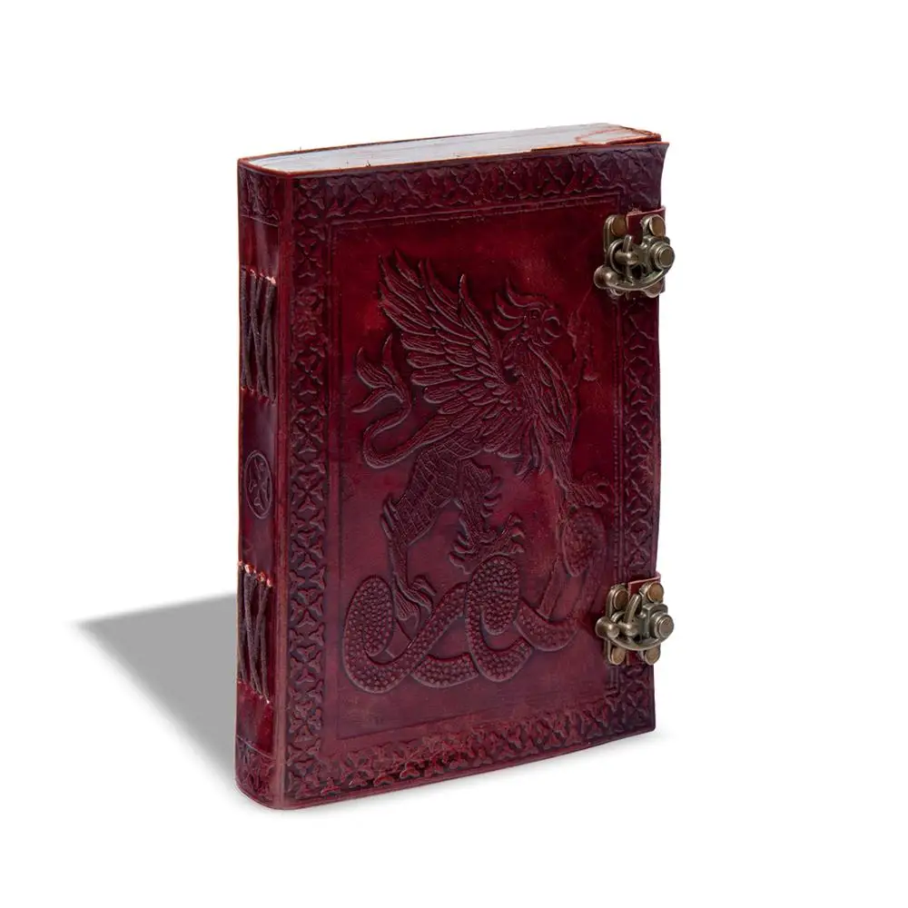 Celtic Design Fighting Griffin Genuine Leather Journal Handmade A5/A4/A6 Sketchbook with Hardcover School Office Great Him Her