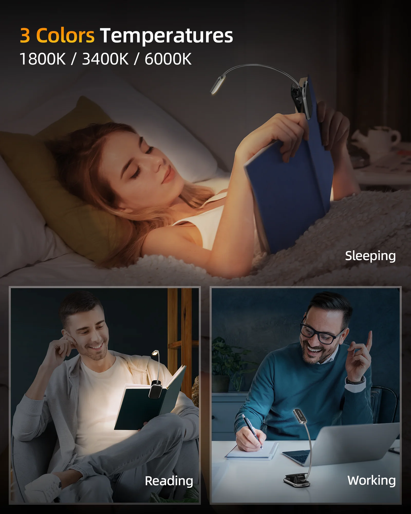 New Design Posh Premium Mini Book Reading Light 16 led Rechargeable Runs 160hrs Eyecaring Clip on Book Reading Light with Timer