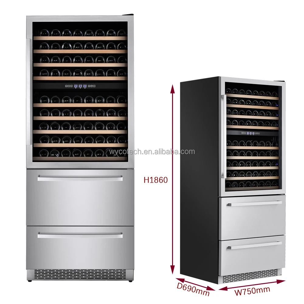 Free Standing Built in Wine Cooler Cellar Factory Direct Pricing Commercial Wine Fridge Glass Door Modern Wine Display Cabinet
