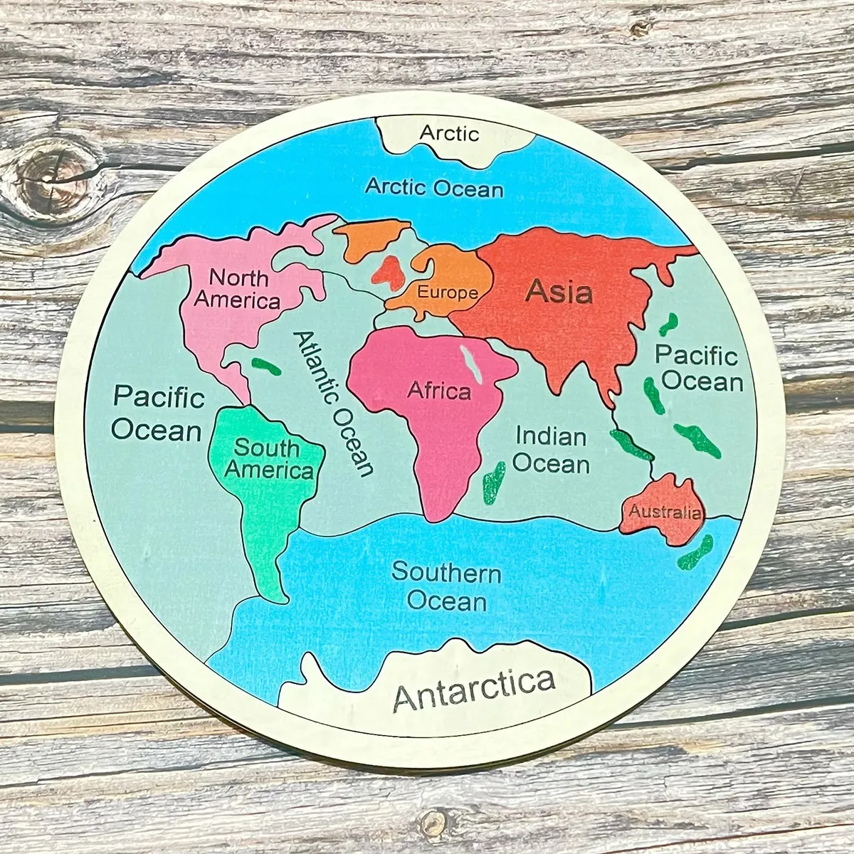 Geography Educational Toy Earth Jigsaw Continents Oceans Peg Puzzle Wooden World Map Puzzle