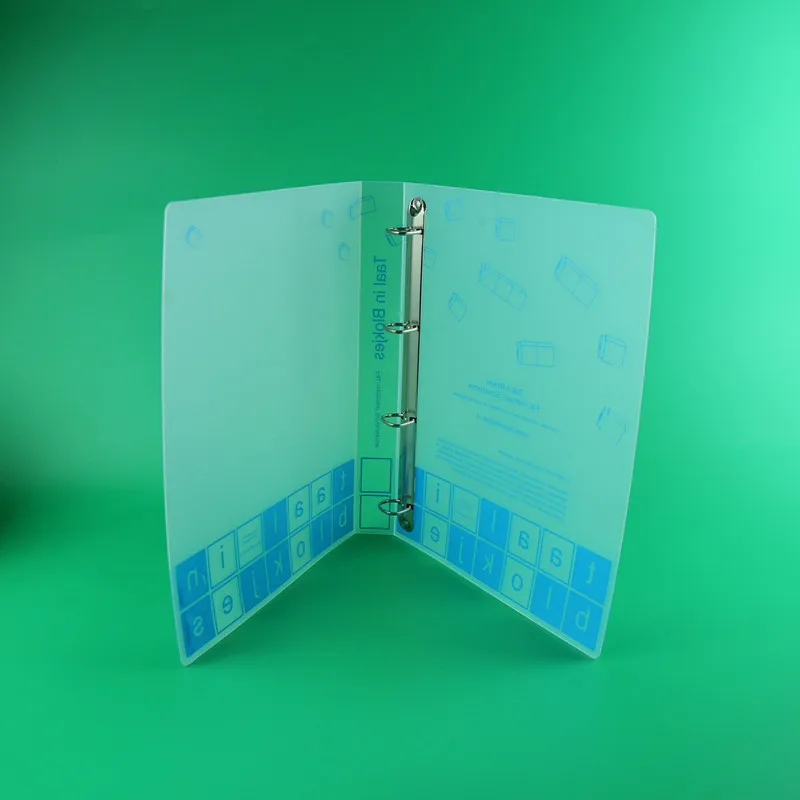 Custom transparent plastic file folder a4 binder document organizer 4 ring binders for office stationery