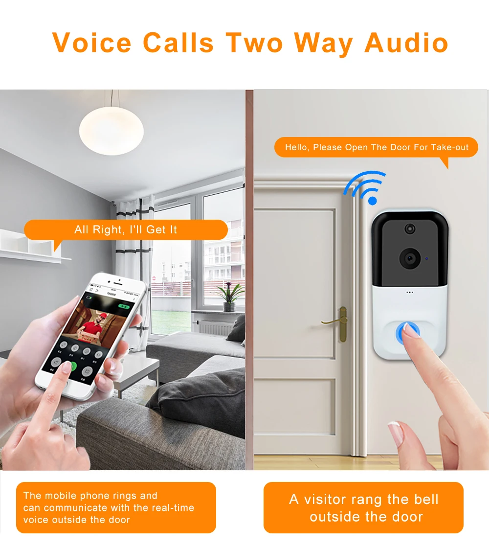Waterproof Wireless Audio Door Phone Door Bell With Camera And Voice Intercom 2 Way Talk