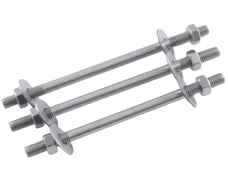 304 stainless steel wall threading screw and nut set extended double head bolt threaded rod nut and screw M6M8M16