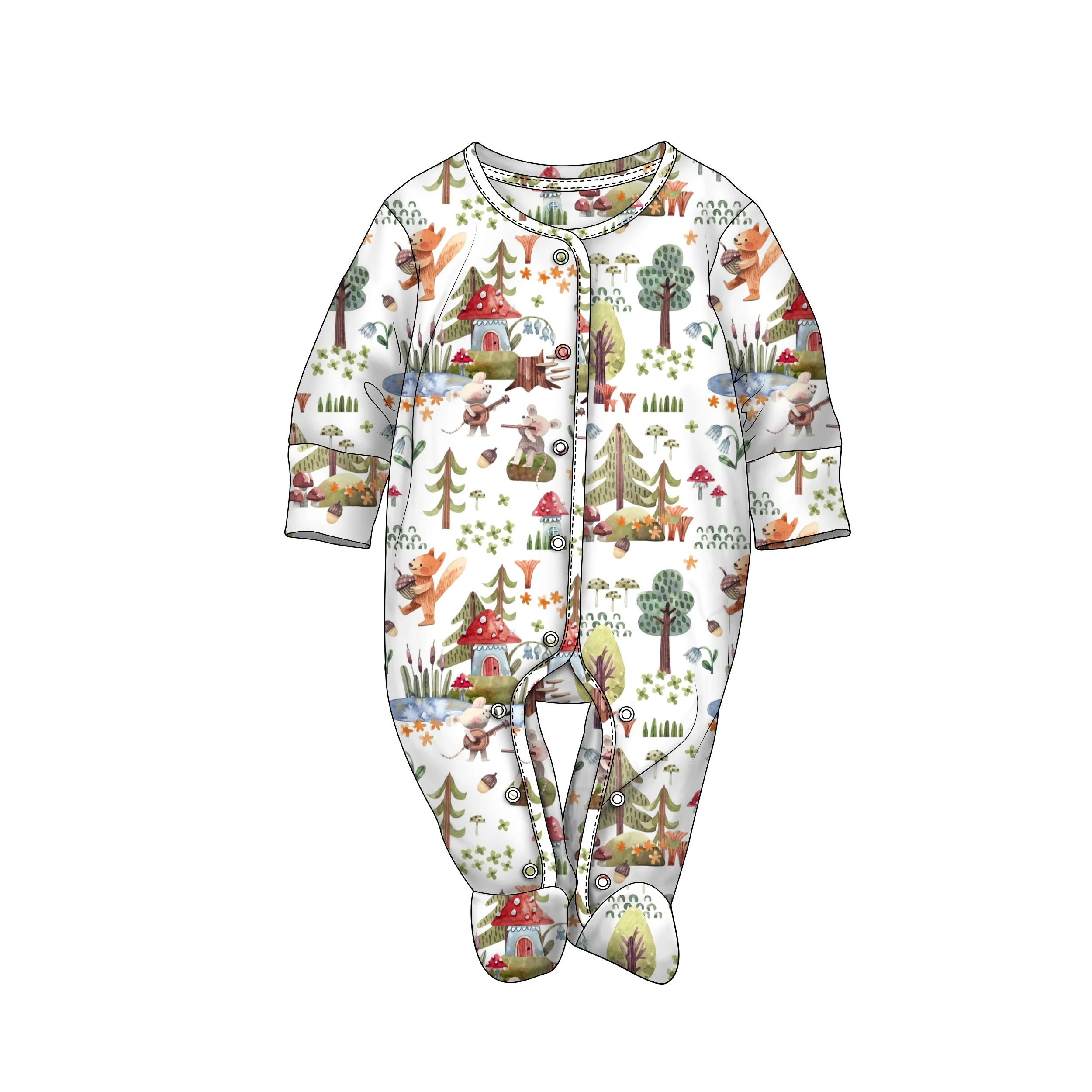 New Hot Custom Baby Clothes Long Sleeves Bamboo Viscose Cotton Spandex Newborn Baby Onesie Blank Snap Button Baby Rompers