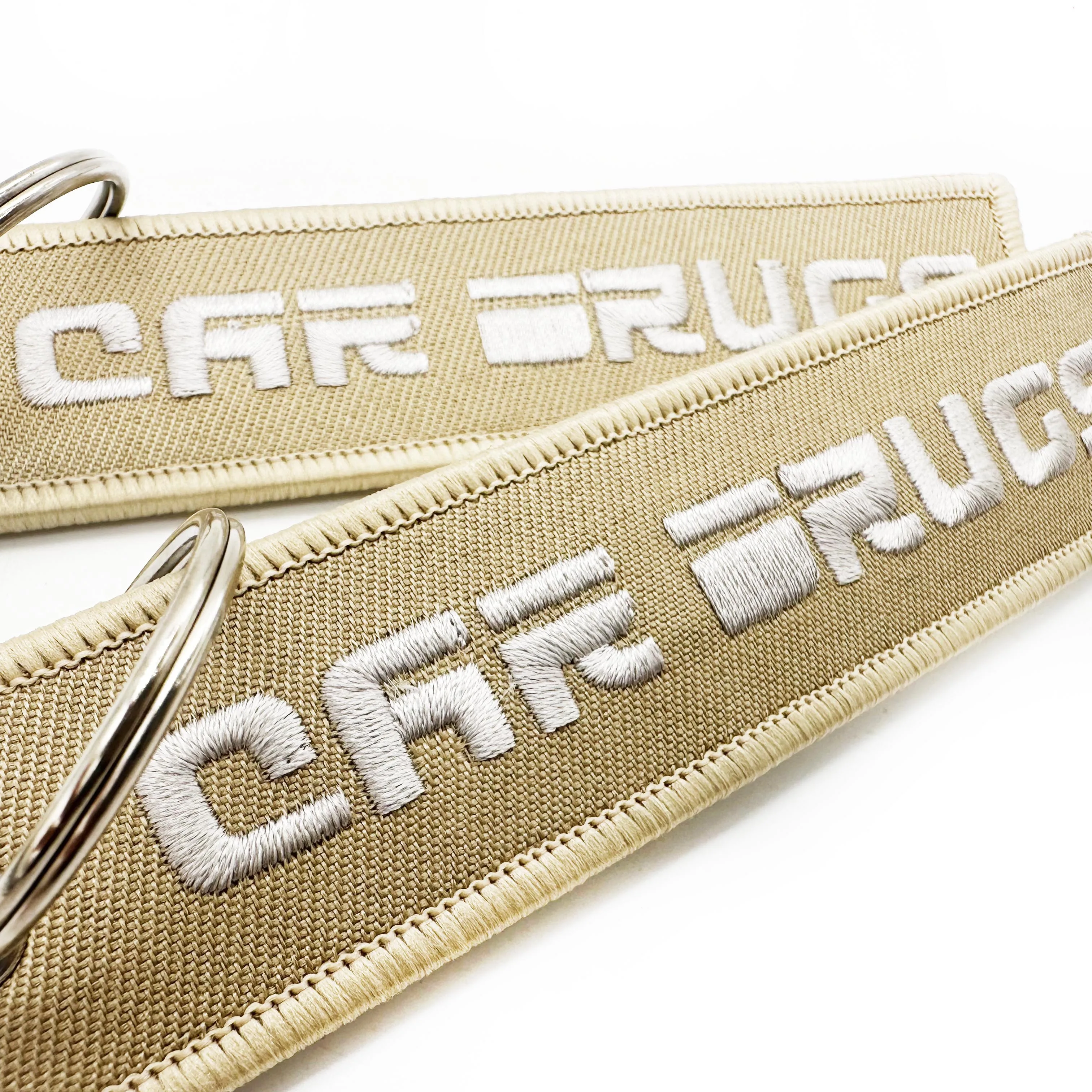 Wholesale Custom Embroidery Jet Tag Key Chains Fabric Woven Brand Label with Custom Logo for Keytag and Keyring