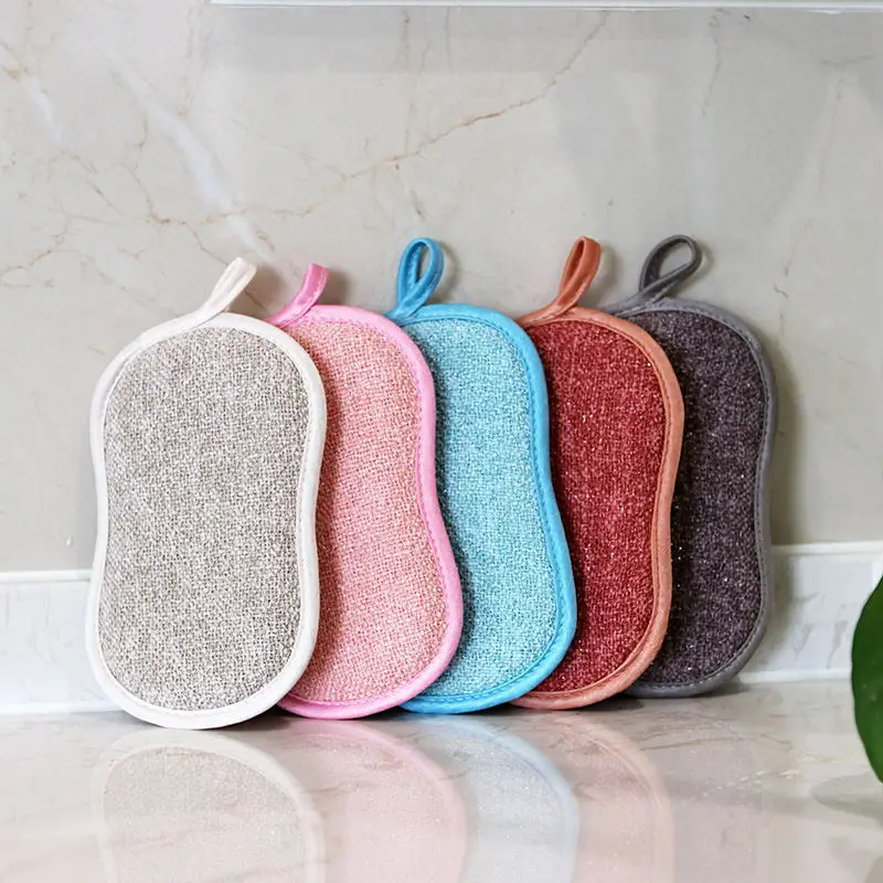 Customize 5 Color Per Set Dishcloth Sponges Double-side Washing Sponge Microfiber Sustainable Kitchen Cleaning Sponge