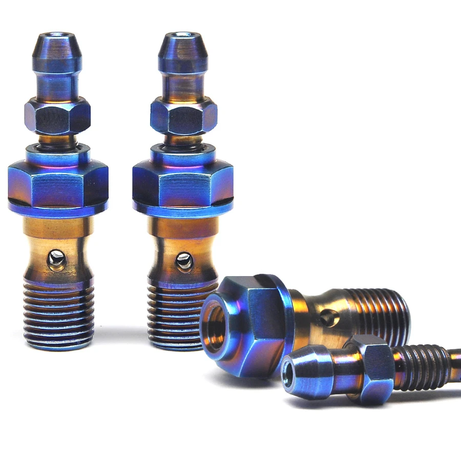 Titanium Brake Double Banjo Bolt with Integrated Bleed Screw Brake Calipers