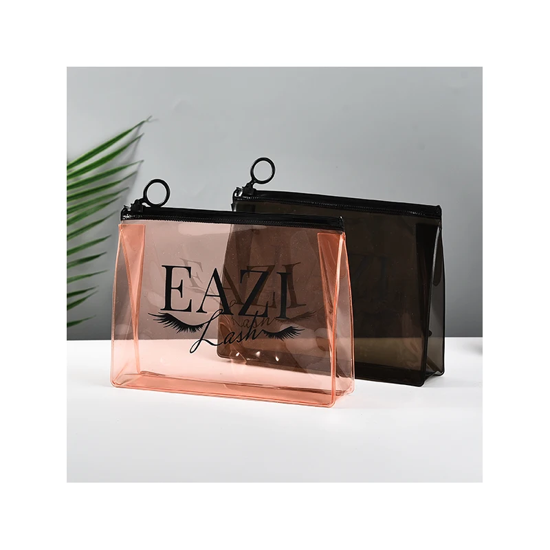 Custom Large Capacity Travel Clear Makeup Waterproof Women Handle Cosmetic bags Pouch Tote Transparent PVC Toiletry Bag