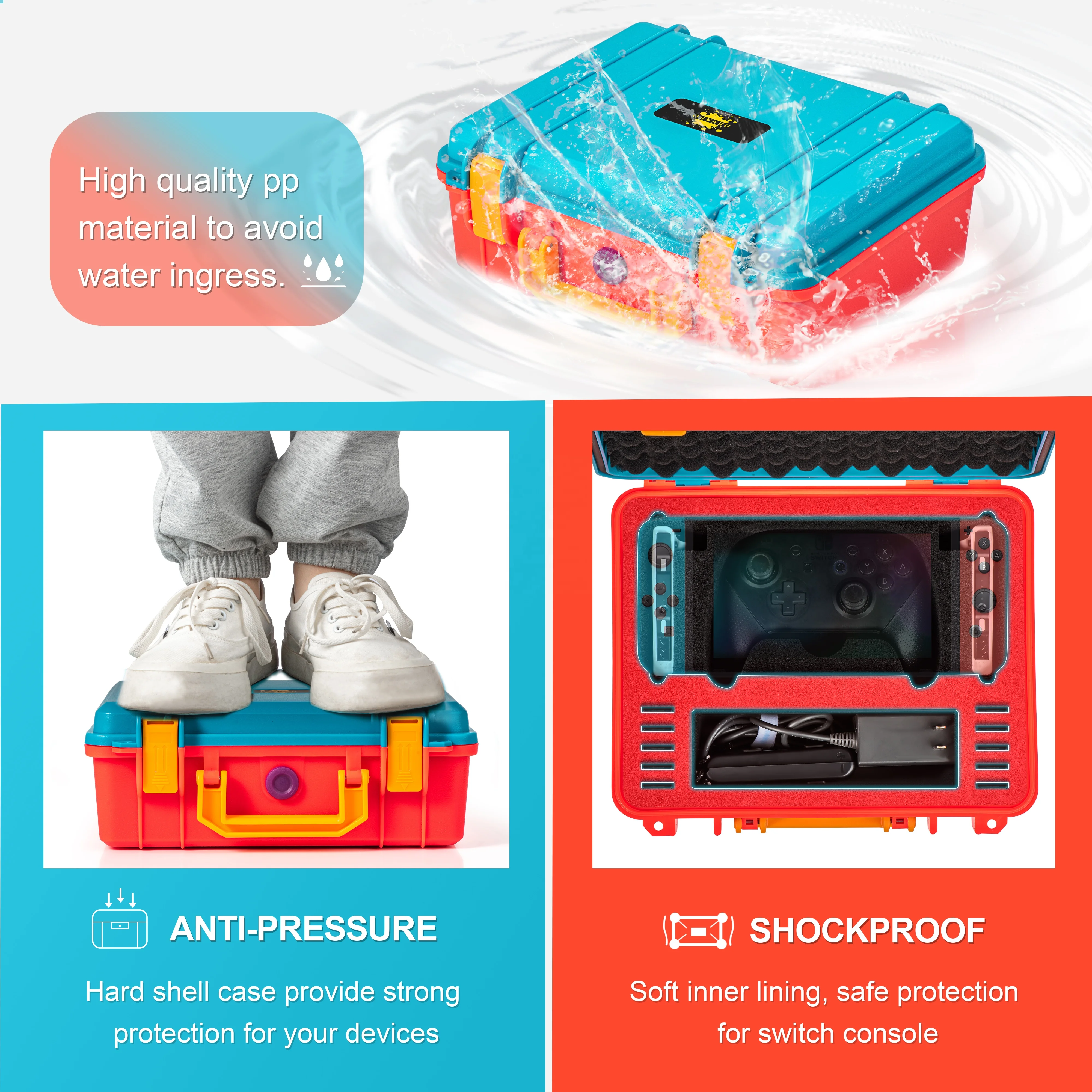 STARTRC DEVASO Deluxe Hard Case Red&Blue game console Pro OLED Model waterproof Carrying Case Nintendo Switch Game Accessories