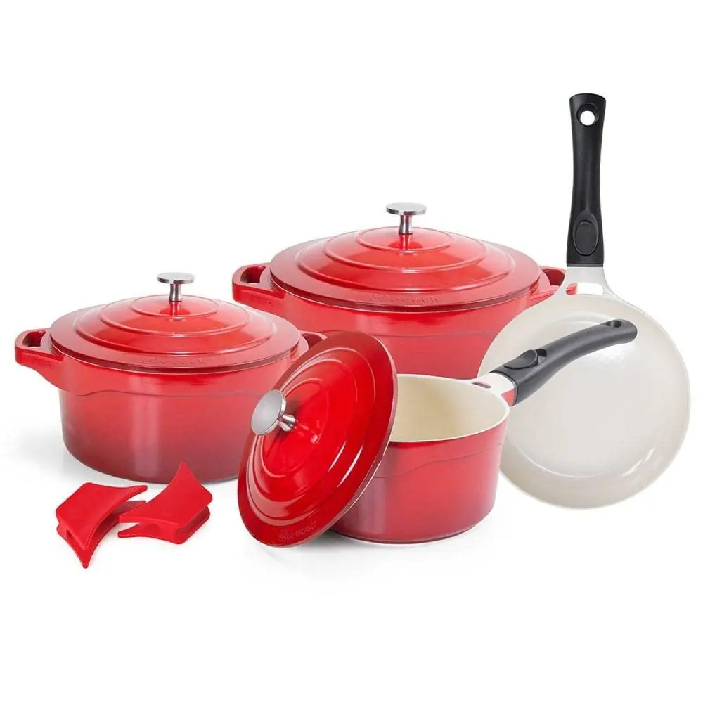 Hot Sale High Quality Kitchen Enamel Coated Heavy Duty Die Cast Aluminum Nonstick Cookware Sets Cookware