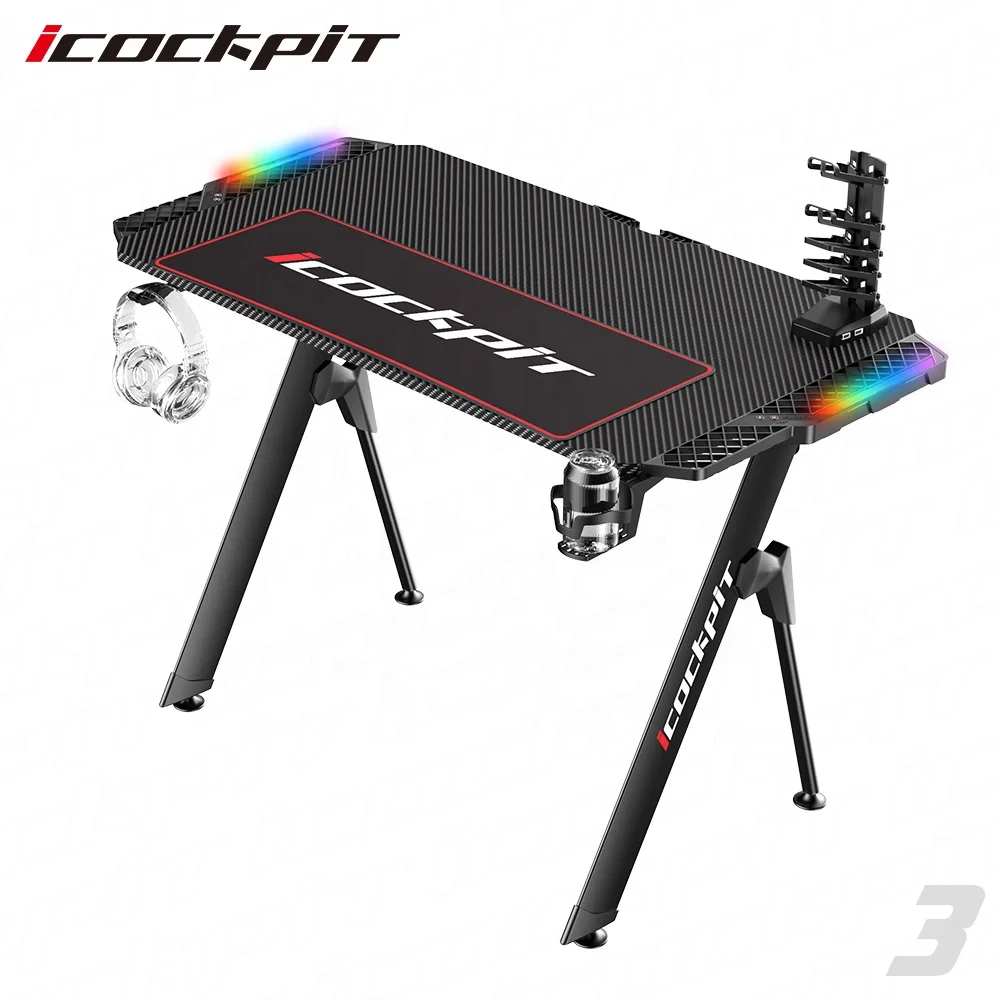 
Icockpit Modern Design PC Gaming Computer Desk Gaming Table With RGB Lights E-Sports Elements Gaming Table 