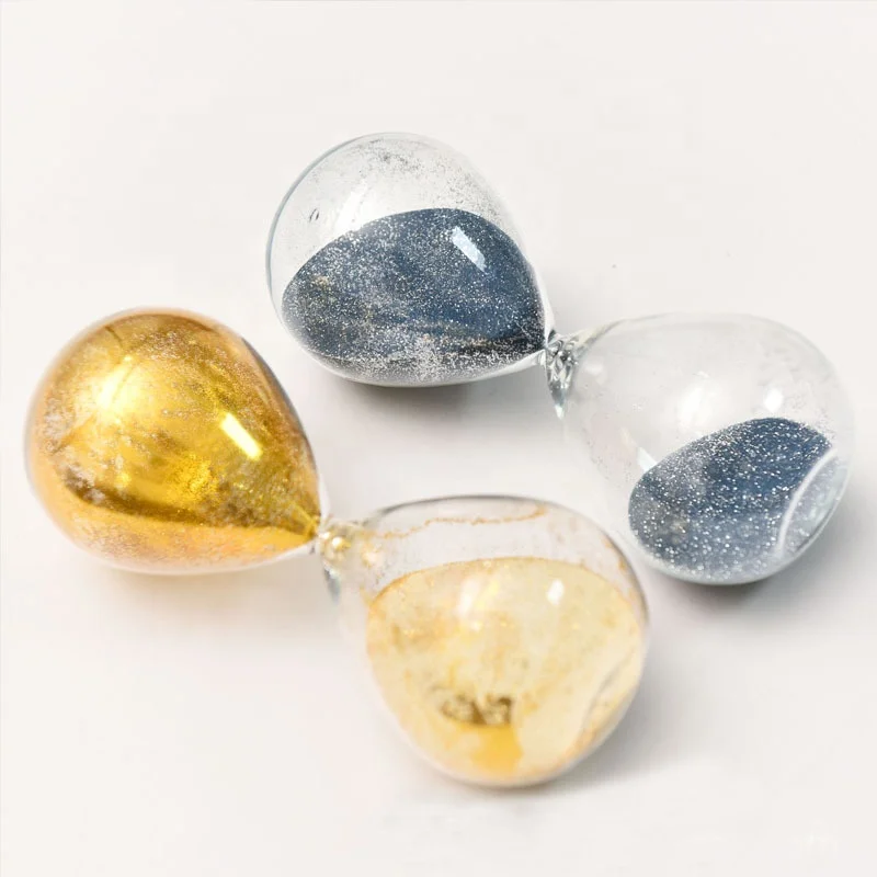 Creative gold silver glass hourglass timer with glittery sand 10 30 minutes Home furnishings Desk Decoration gifts