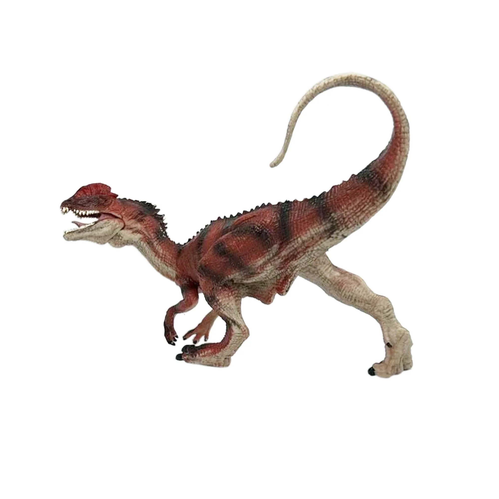 Animal Toys Dinosaur Figures  Dino Action Figure, Orange Red Dilophosaurus  whit Movable Mouth  Plastic Toys, Educational Play