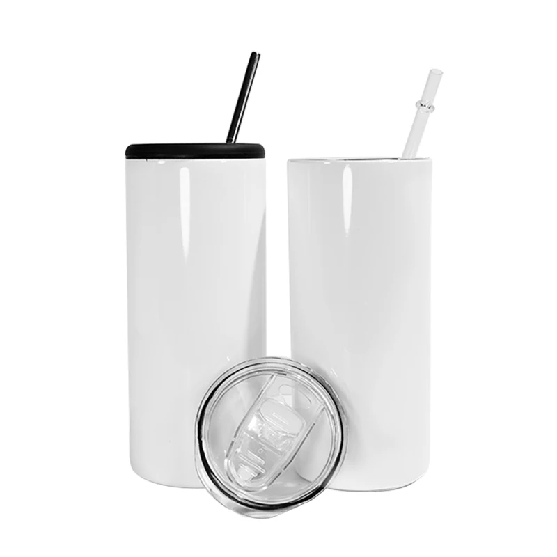 Wholesale Insulated Blank Beer Beverage 15OZ Can Cooler Stainless Steel Slim Can Cooler for Tall Can Double Wall with 2 lids