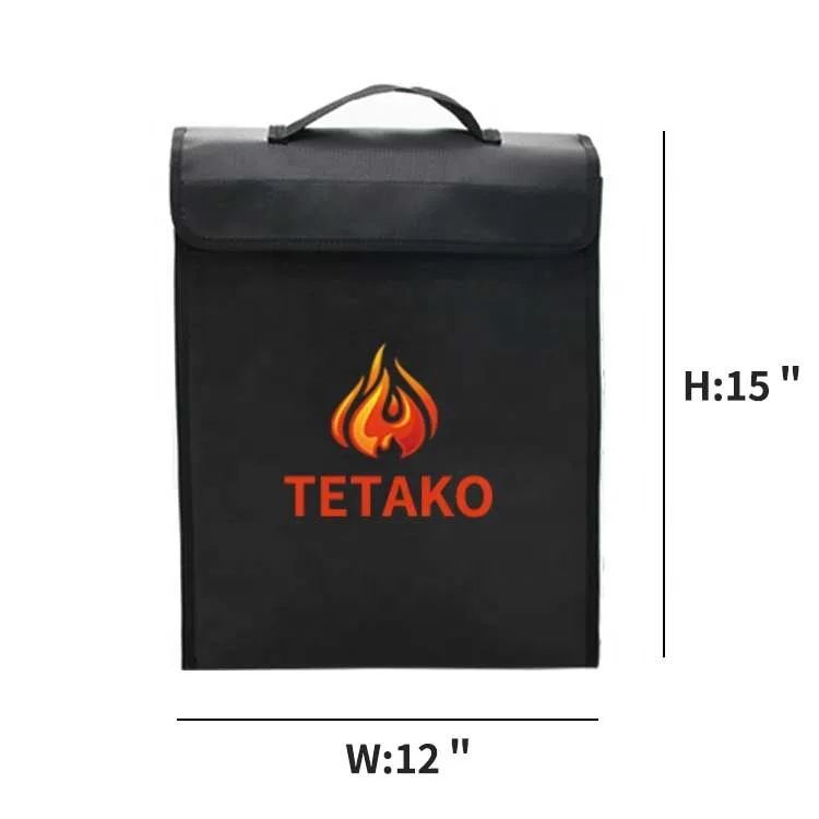 Custom logo tote security large zipper waterproof fireproof bag for documents