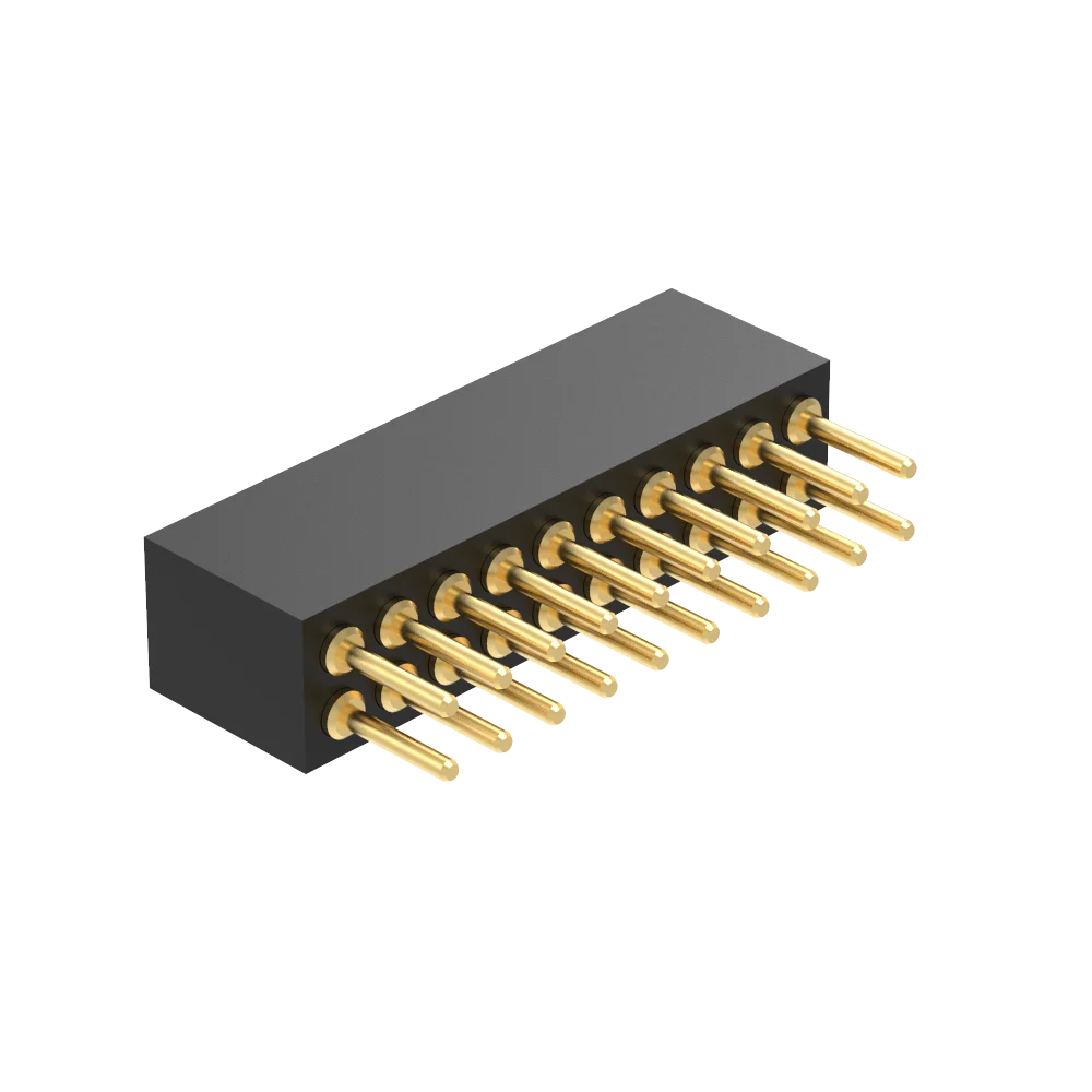 Denentech 1.27mm pitch Double Row H4.0mm Straight DIP Flat Bottom Type Female Pogo Pin Connector