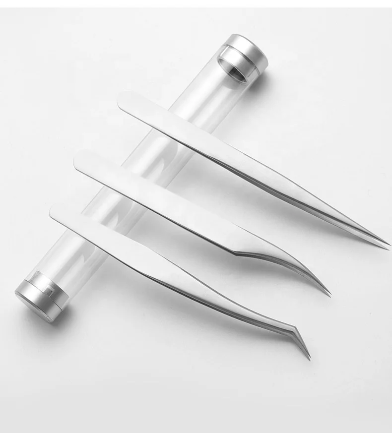 Hot design custom stainless steel eyelash extension tweezers nail tools supplier