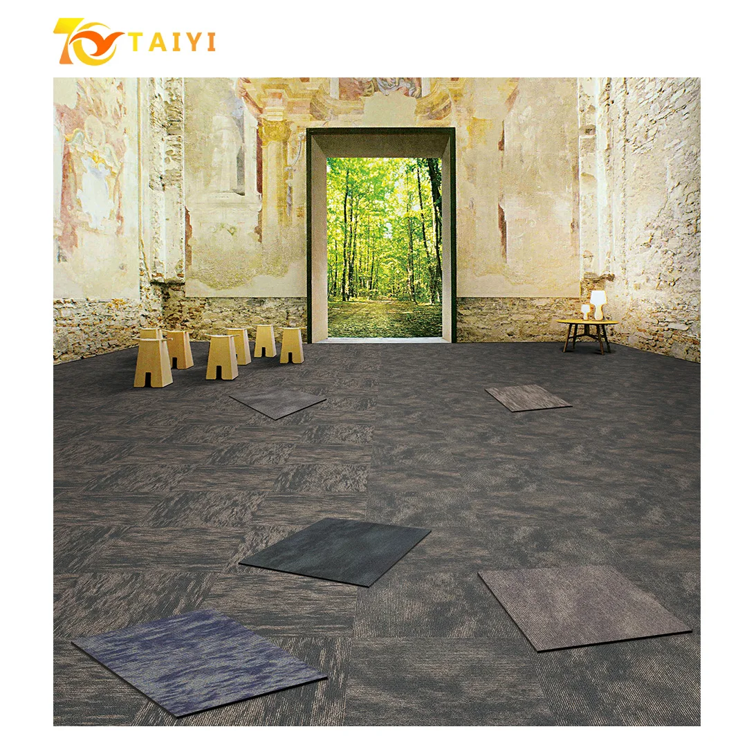 Modern Designed Commercial Flooring Carpet Tiles Manufacturer PVC Backing office floor carpet tiles