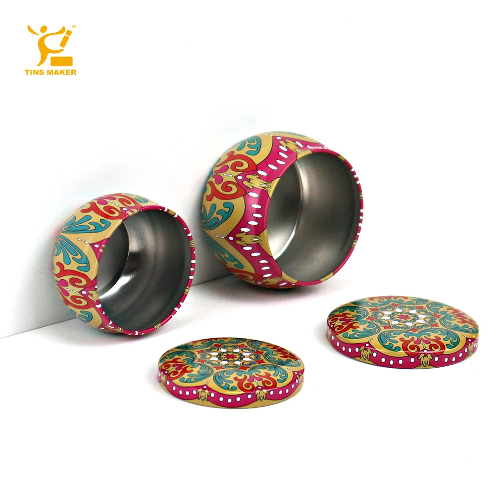 Tinsmaker Custom round Tin Can Recyclable Metal Candle Tin Jars with Black Plating for Tea and Food Cream Packaging