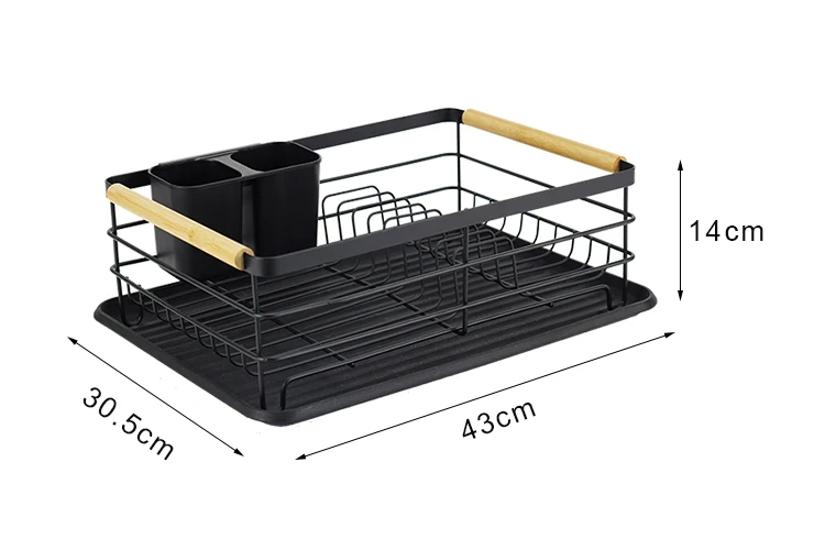 BX kitchen drying dish bowl rack plastic dish bamboo handle drainer dish draining rack