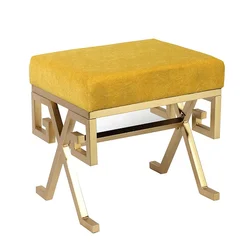 Wholesale gold iron leg vanity stool with fabric cushion