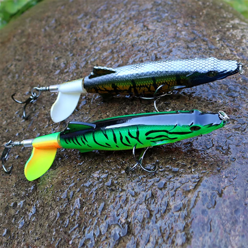 New 13cm 16g 8 colors bass top water hard Tractor propeller bait pencil popper swim crocodile fishing lure