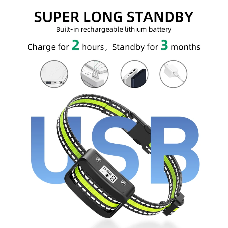 Wholesale Customize 2022 USB Rechargeable LED Display Dog Anti No Bark Stop Barking Shock Collar For Dogs