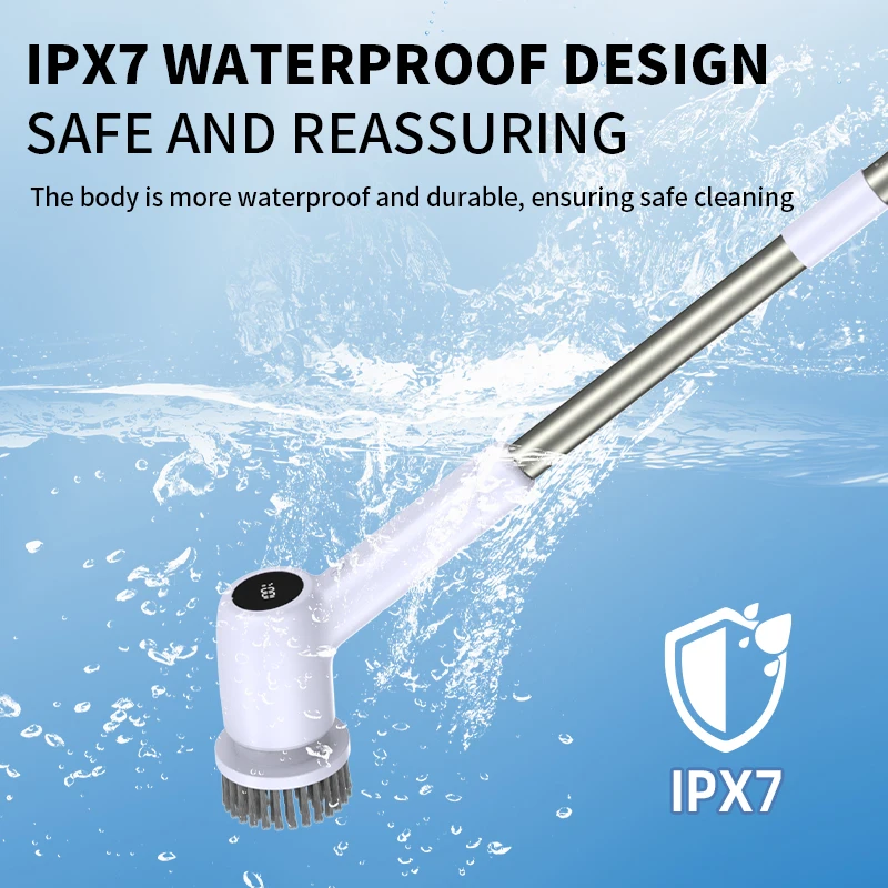 Handle Adjustable Extension 8 Heads Electric Spin Scrubber Bathroom Kitchen Cordless Cleaner Brush For Cleaning Floor Scrubber