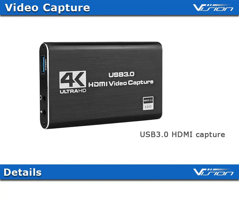 HDMI-IN видеозахвата USB3.0 1080P 60FPS карта захвата коробка для Windows Linux