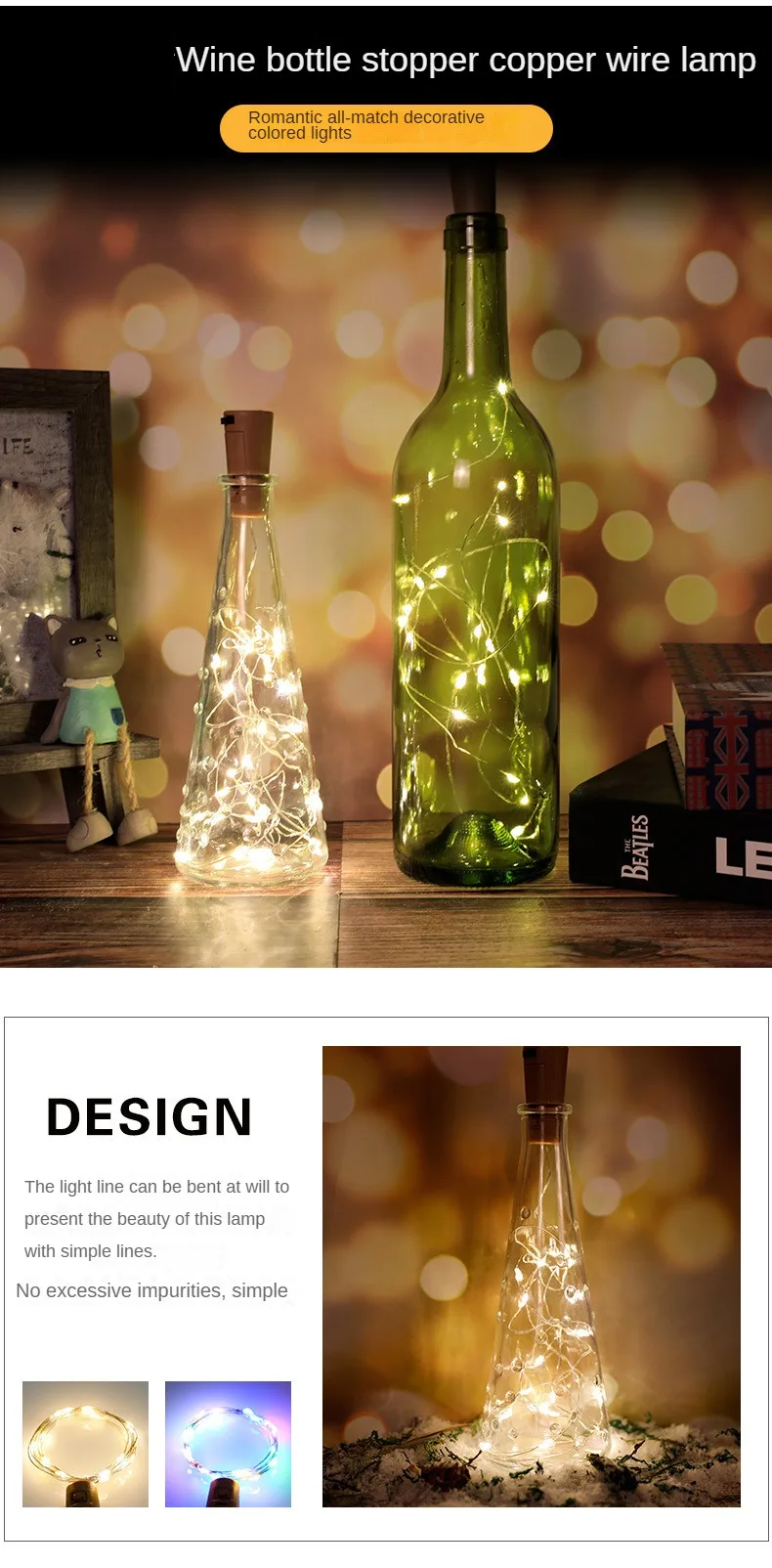 Copper wire lamp string cross-border Christmas holiday room decoration small lights manufacturers led bottle stopper