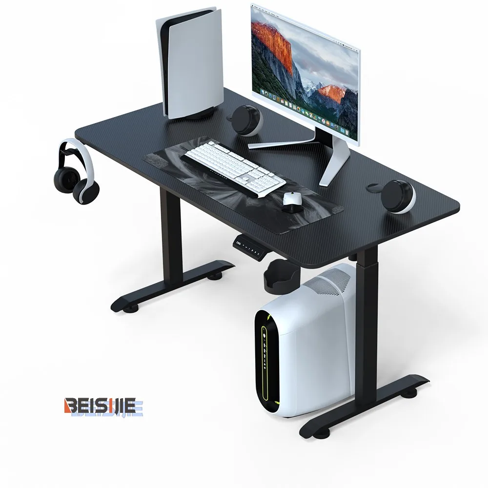 Стильный офисный/игровой стол с гидравлическим механизмом для плавной регулировки высоты и элегантного внешнего вида