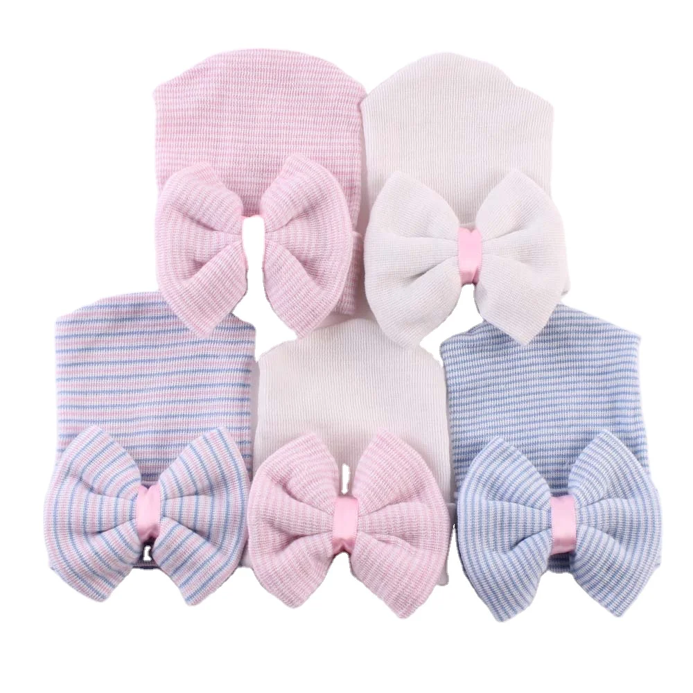 
Wholesale cotton baby hat with big bowknot for 0-6 months newborns 