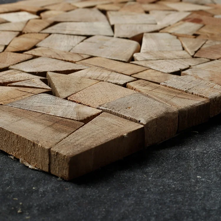 MUMU DESIGN Oak Pine Glass Ceramics Solid Wood Self Adhesive Sticker Wall Tiles Wooden Mosaic