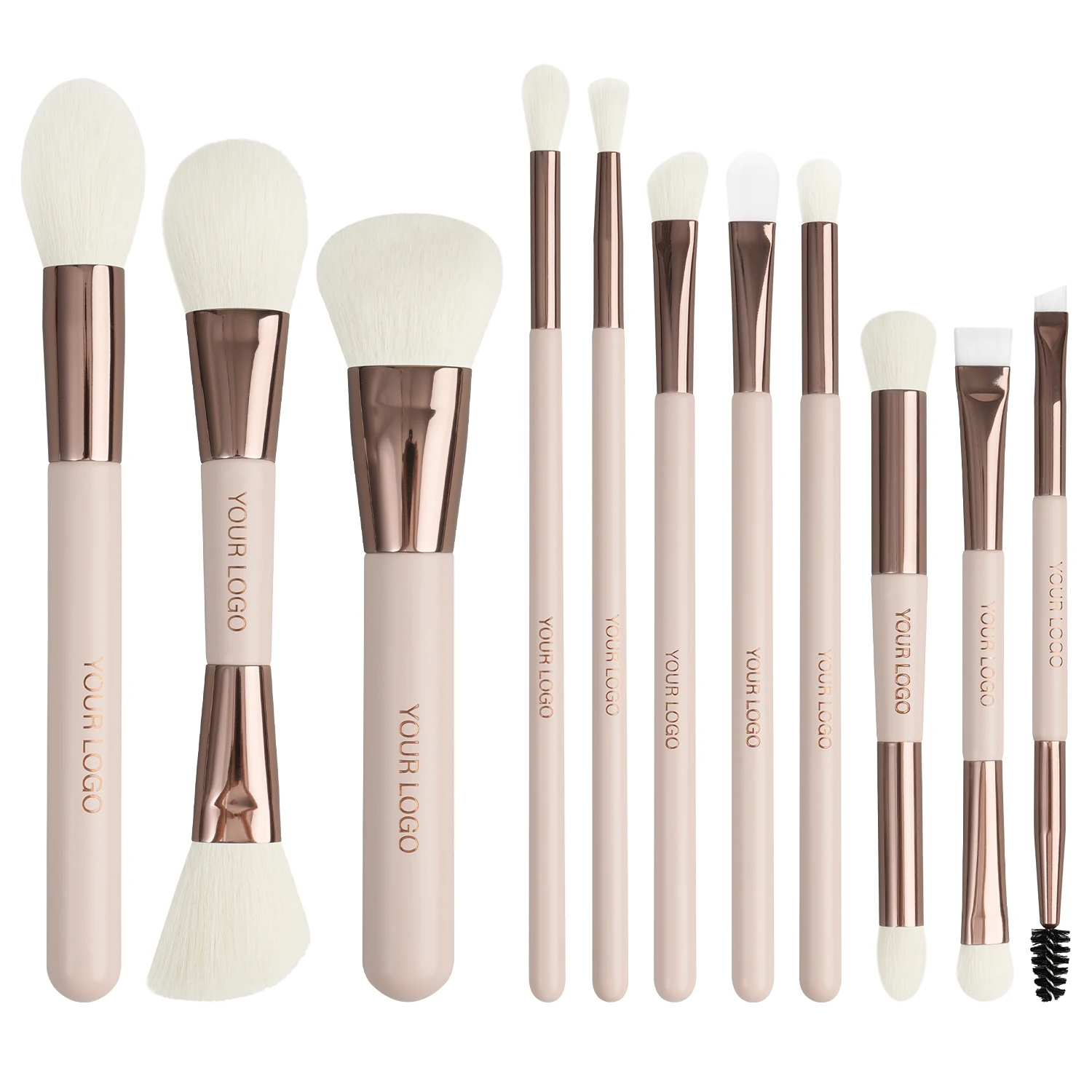 Travel pink makeup brush set rose gold aluminum tube face contour foundation brush high quality vegan synthetic hair brushes kit