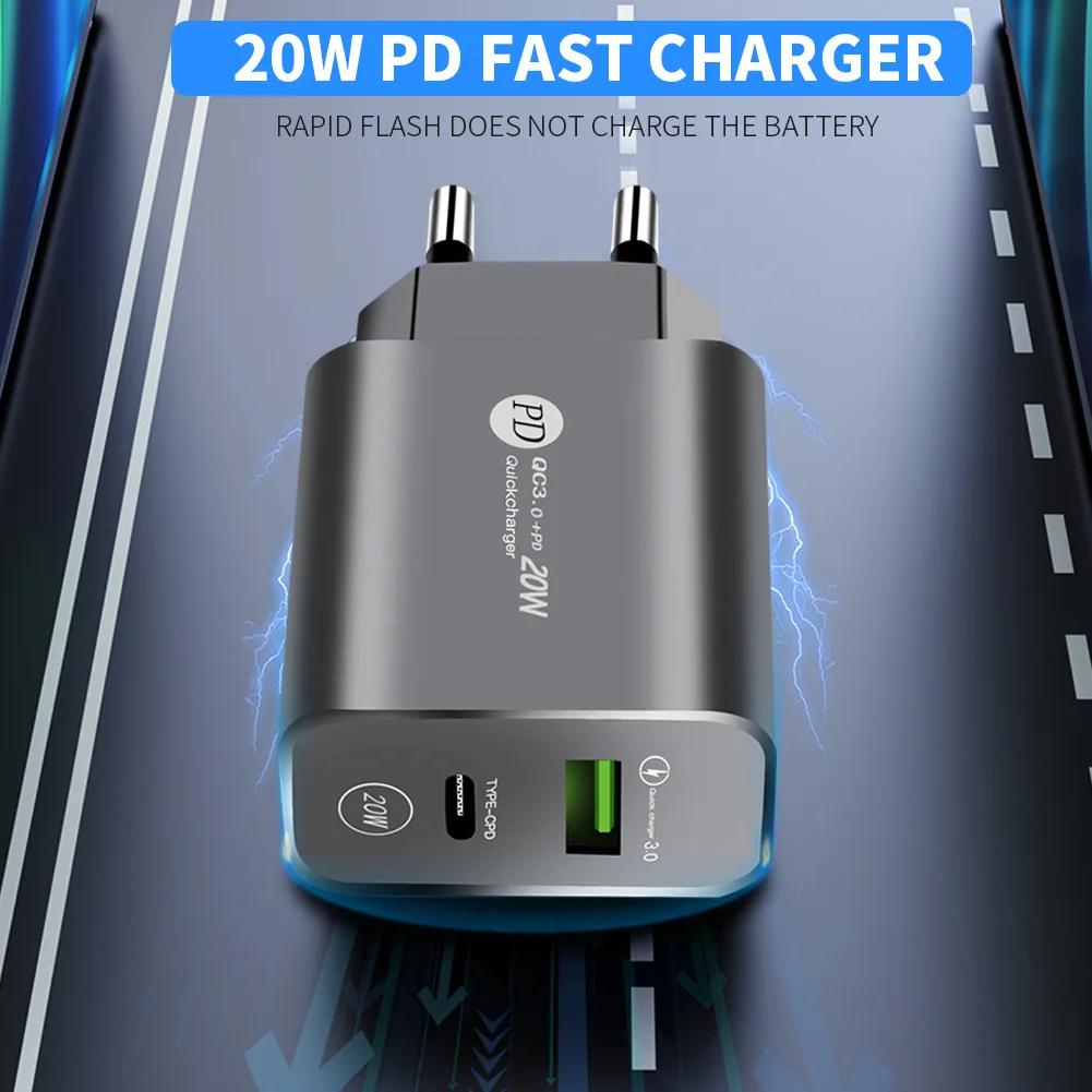 Factory wholesale Custom logo 20W Phone Fast Chargers Type C Wall Charger Adapter UK EU Fast Charging Charger Phone Accessories