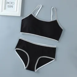 Wholesale Summer Thin Cotton 9 years old Student Girl Bra Growth Period Bra And Panties set Teens