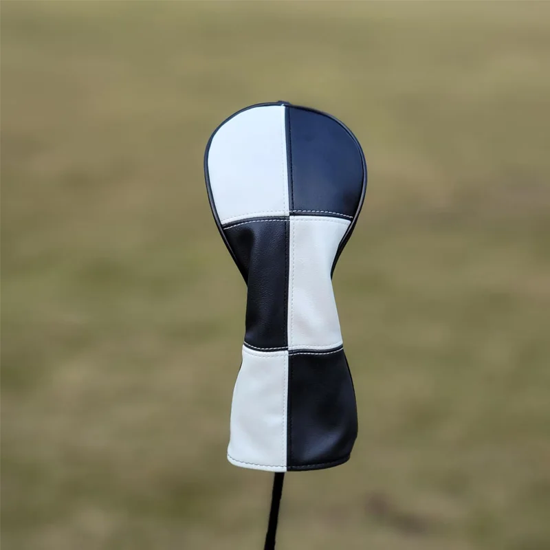 Lychee pattern black golf barrel shape driver wood blank 460 cc headcover cover with golf tee holders