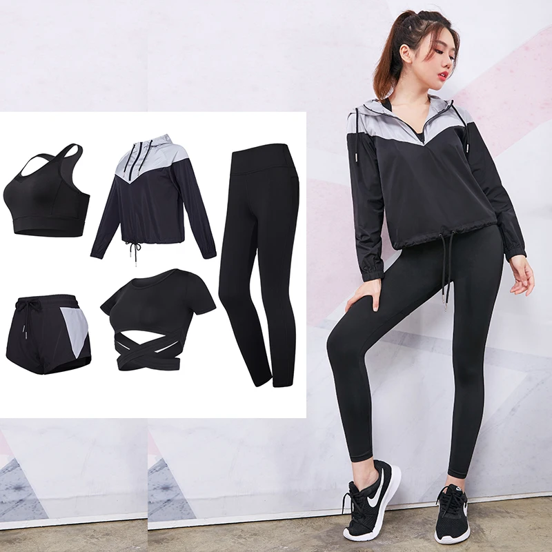 Women Fitness Yoga Set Athletic Apparel Workout Gym Clothes Sports Bra Tank Top Running Leggings Suits Combination Suit Fitness